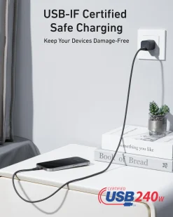 Anker Laptop Power Bank (25K, 165W, Built-In and Retractable Cables) and Anker USB-C to USB-C Cable (6 ft, 240W, Upcycled-Braided)