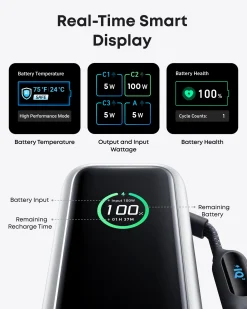 Anker Laptop Power Bank (25K, 165W, Built-In and Retractable Cables) and Anker USB-C to USB-C Cable (6 ft, 240W, Upcycled-Braided)