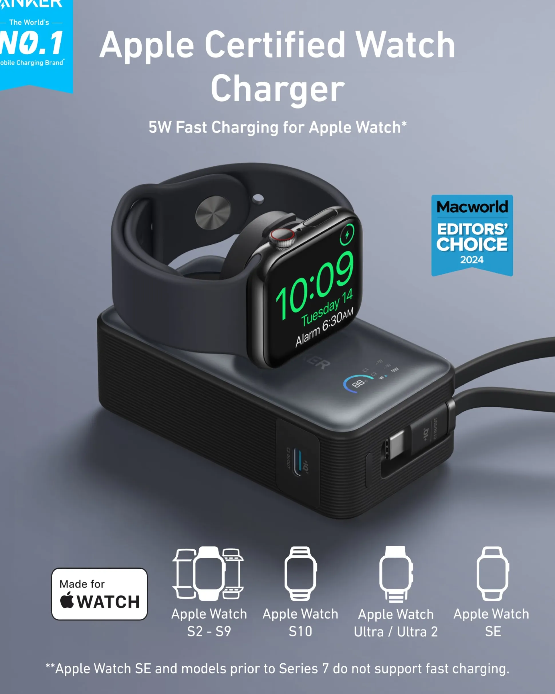 Anker MagGo Power Bank (10K, 35W, For Apple Watch)