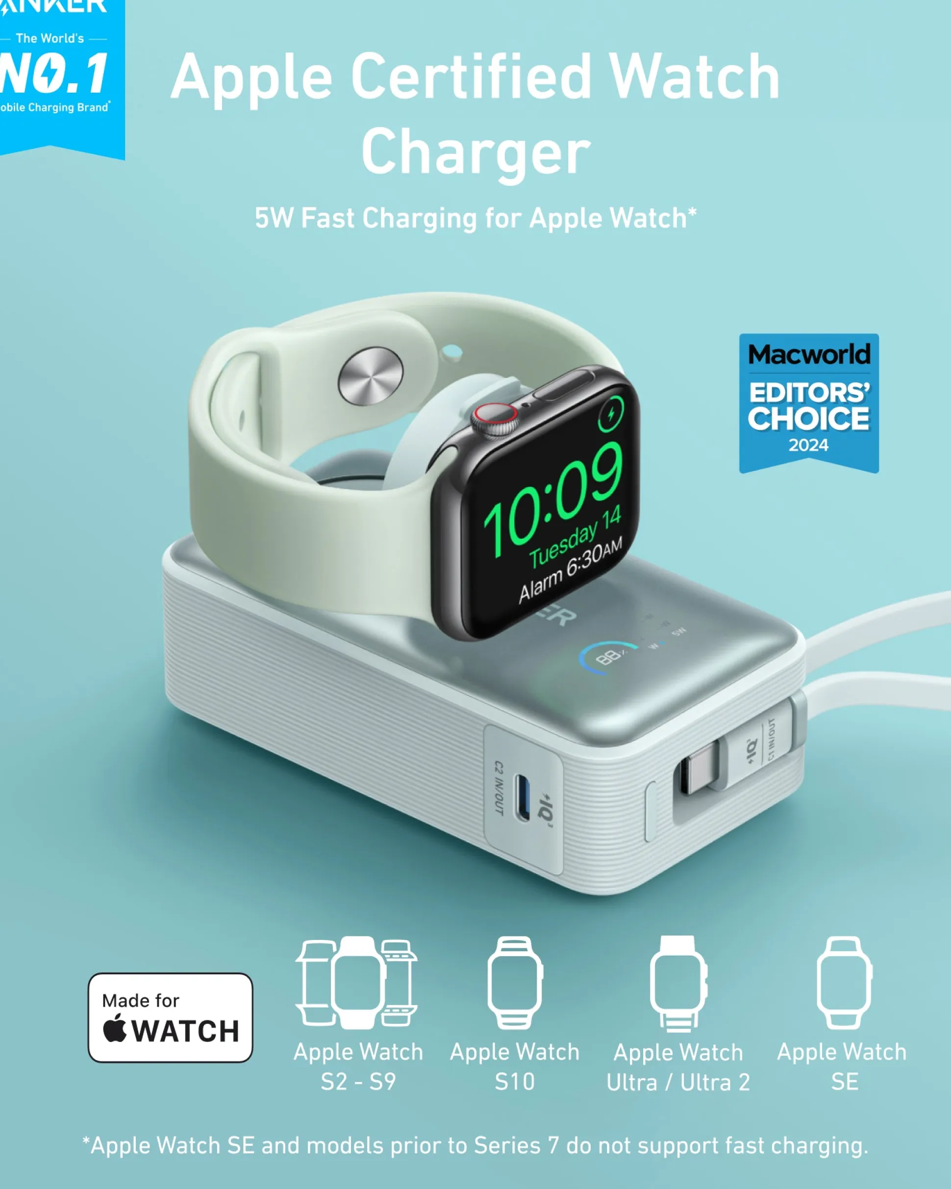 Anker MagGo Power Bank (10K, 35W, For Apple Watch)