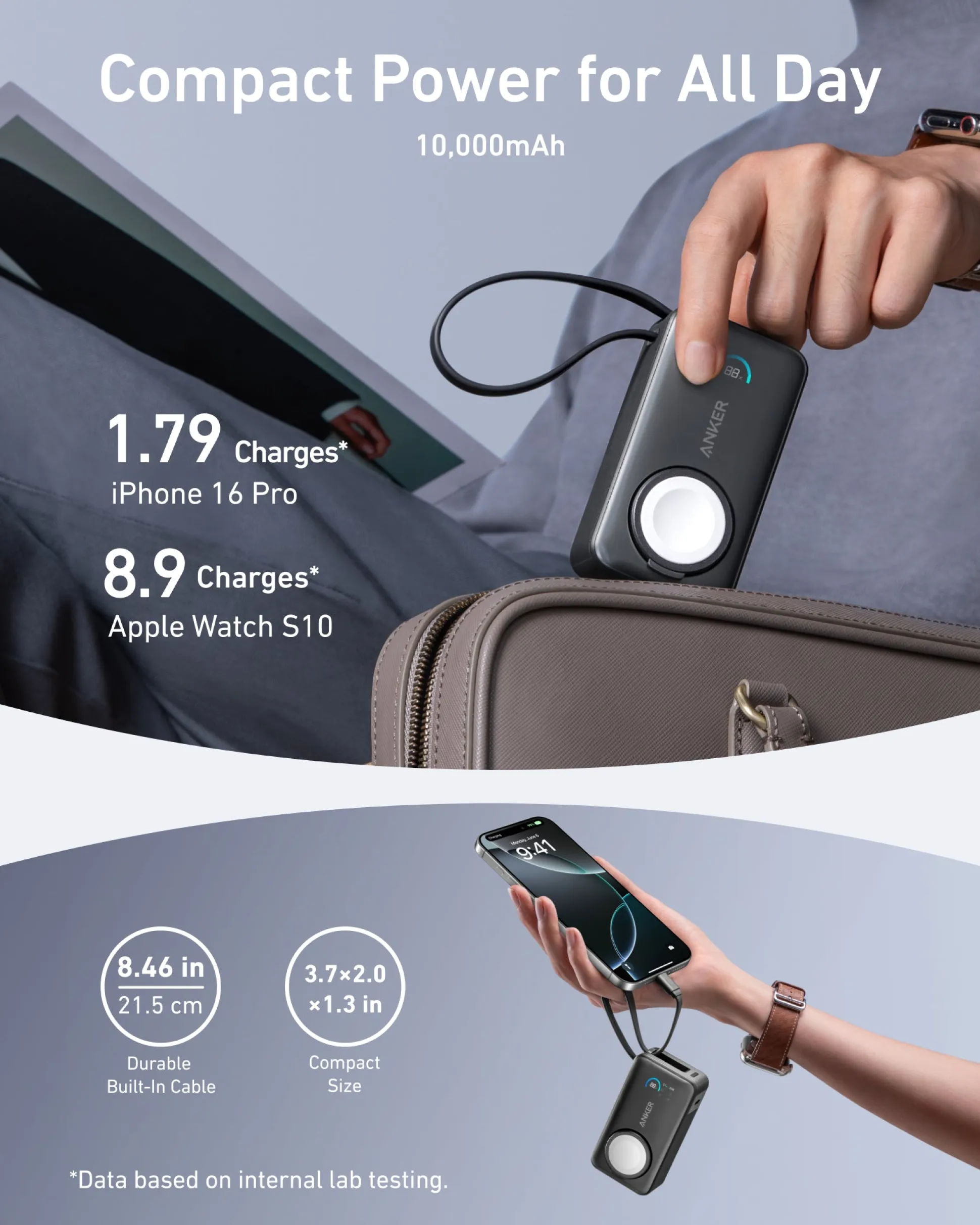 Anker MagGo Power Bank (10K, 35W, For Apple Watch)