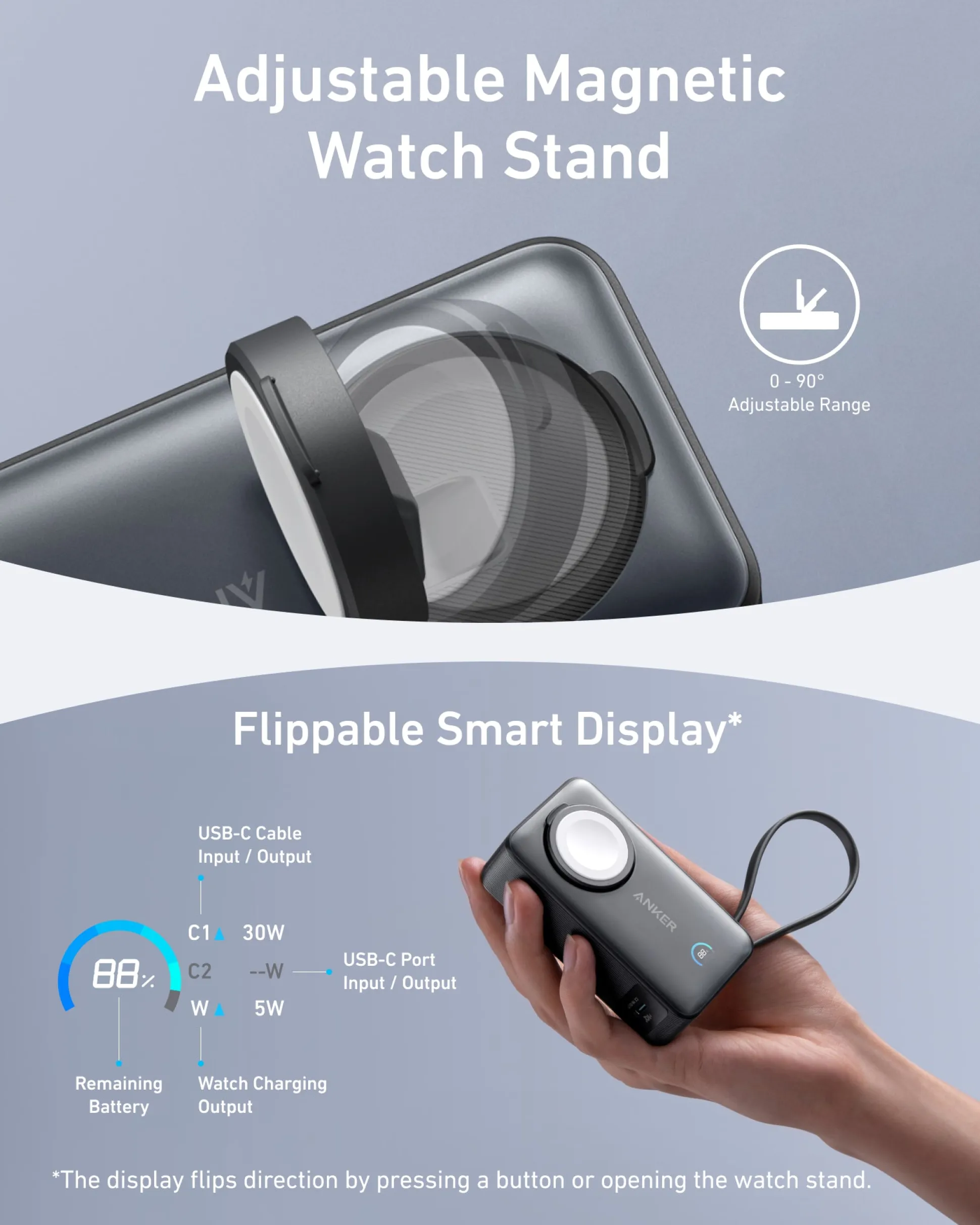 Anker MagGo Power Bank (10K, 35W, For Apple Watch)