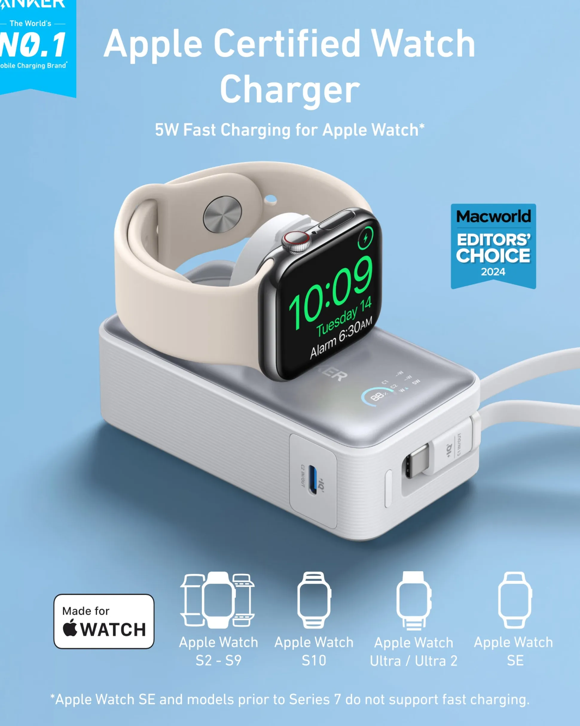 Anker MagGo Power Bank (10K, 35W, For Apple Watch)