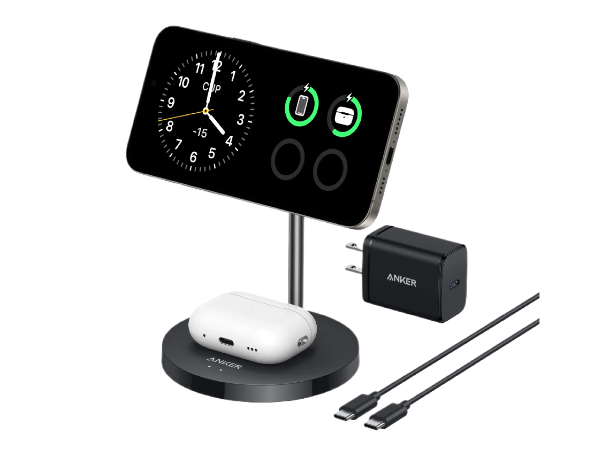 Anker MagGo Wireless Charger (2-in-1, Stand, 40W Adapter Included)