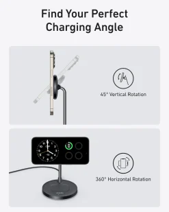 Anker MagGo Wireless Charger (2-in-1, Stand, 40W Adapter Included)