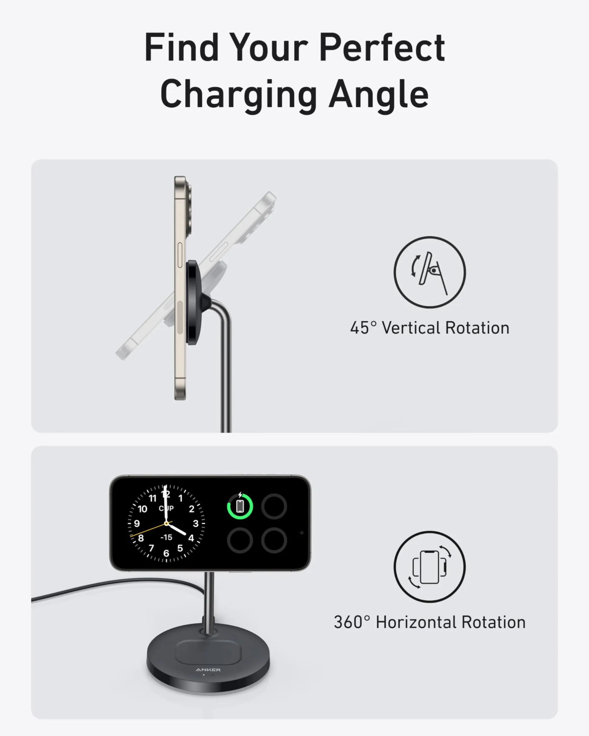 Anker MagGo Wireless Charger (2-in-1, Stand, 40W Adapter Included)