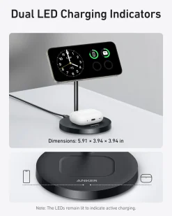 Anker MagGo Wireless Charger (2-in-1, Stand, 40W Adapter Included)