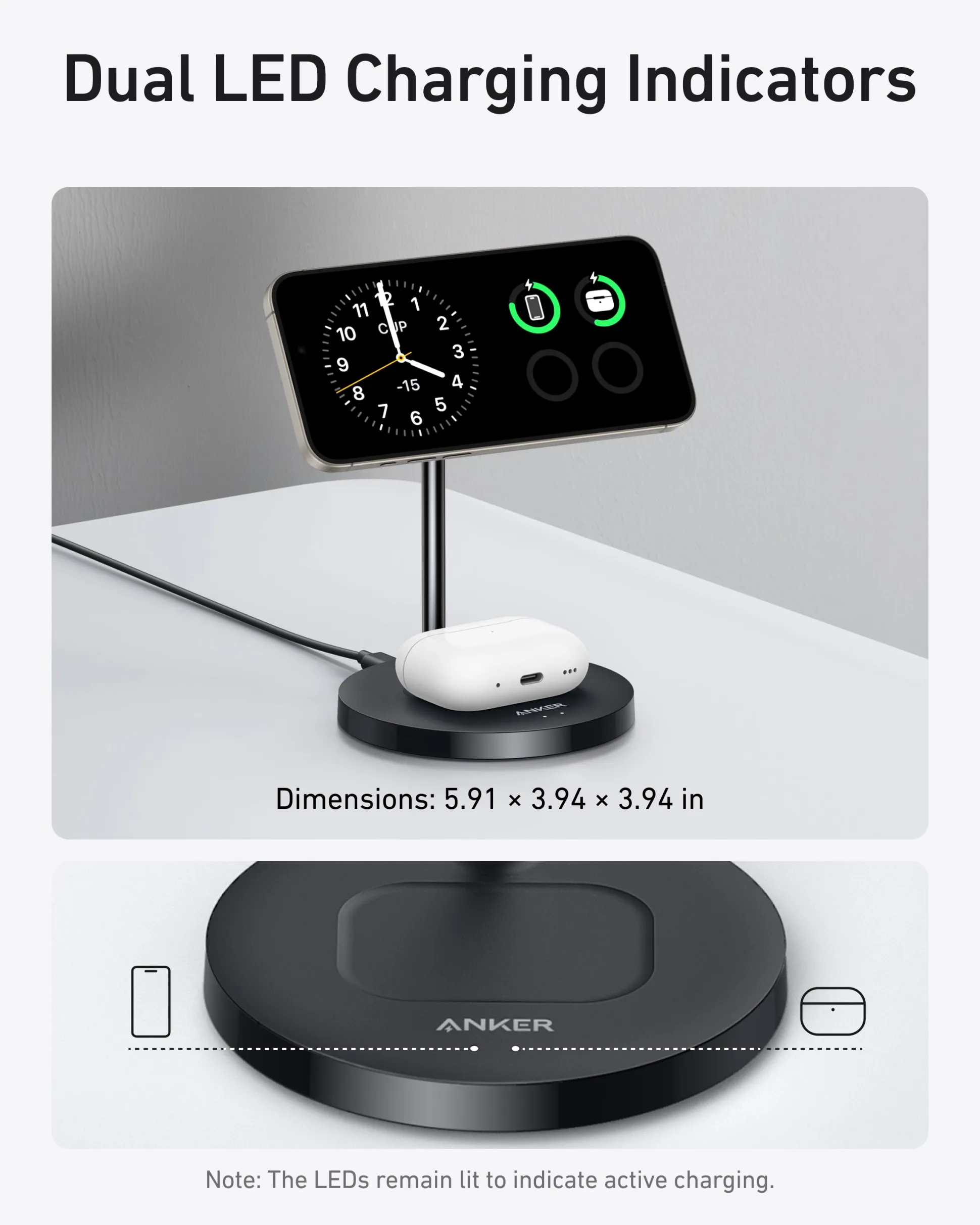 Anker MagGo Wireless Charger (2-in-1, Stand, 40W Adapter Included)