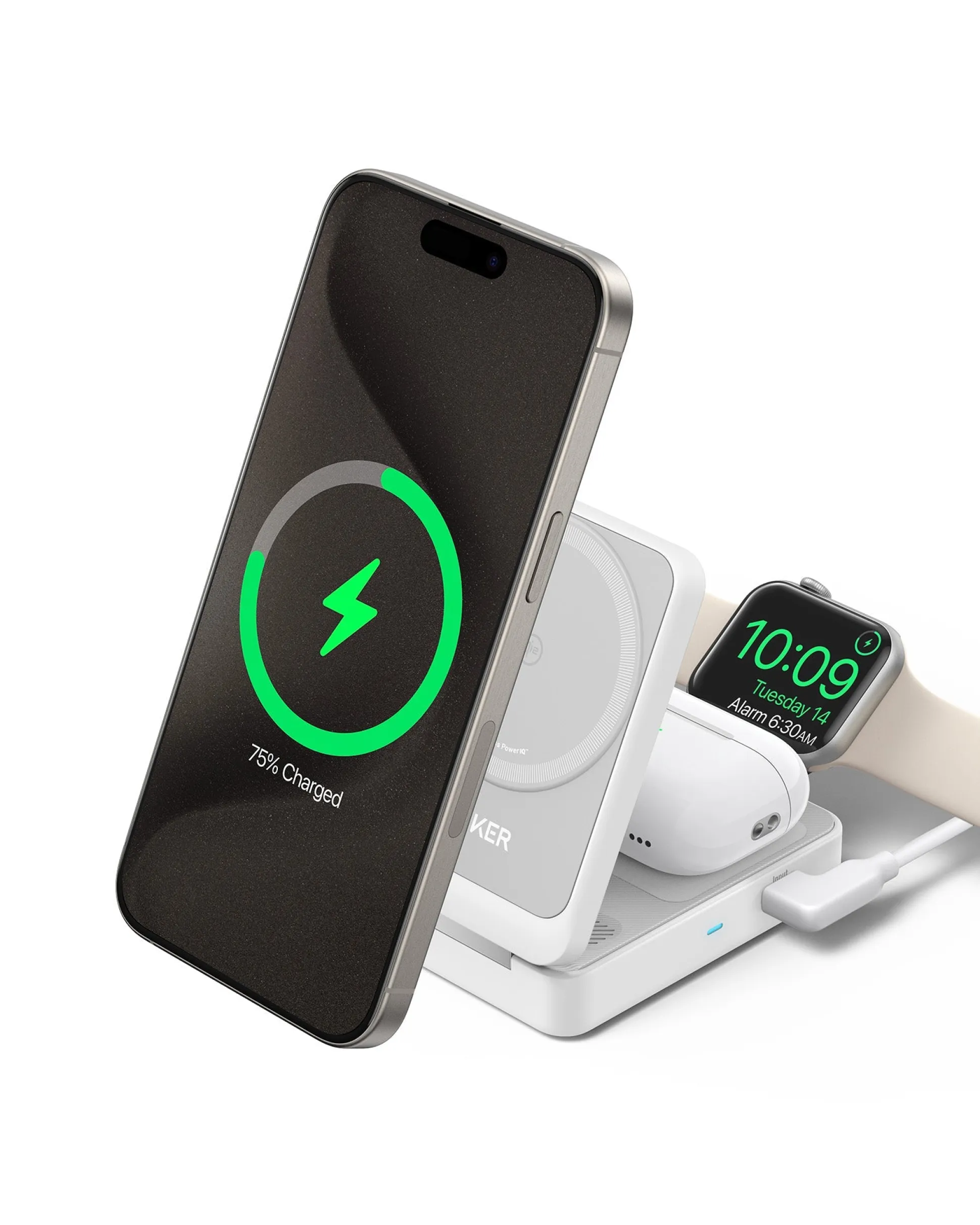 Anker MagGo Wireless Charging Station (Foldable 3-in-1) and Tech Storage Bag