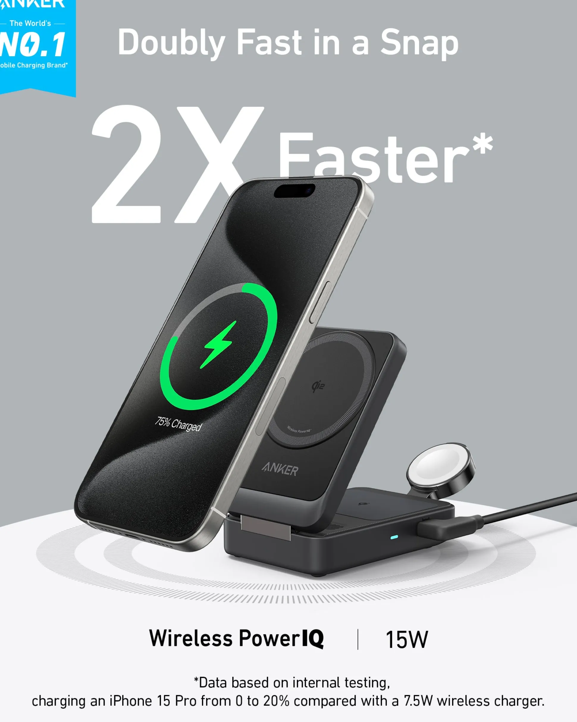 Anker MagGo Wireless Charging Station (Foldable 3-in-1) and Tech Storage Bag