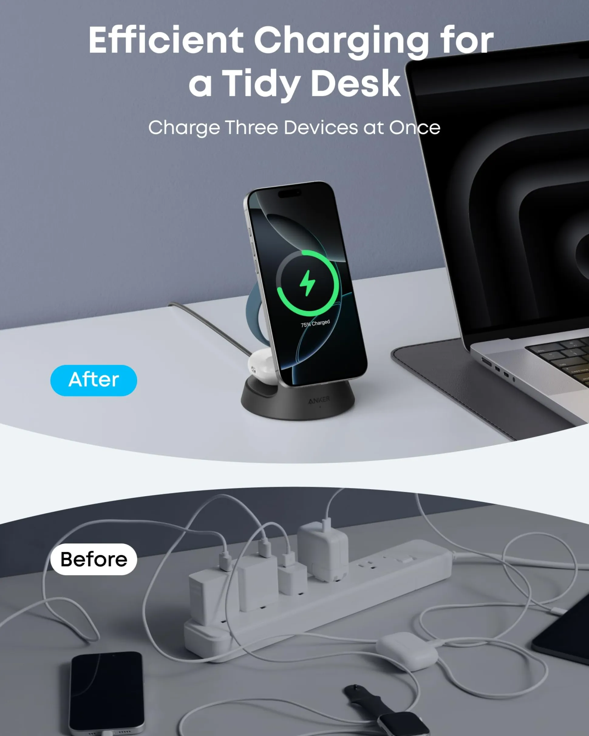 Anker MagGo Wireless Charging Station (3-in-1, Dock Stand)