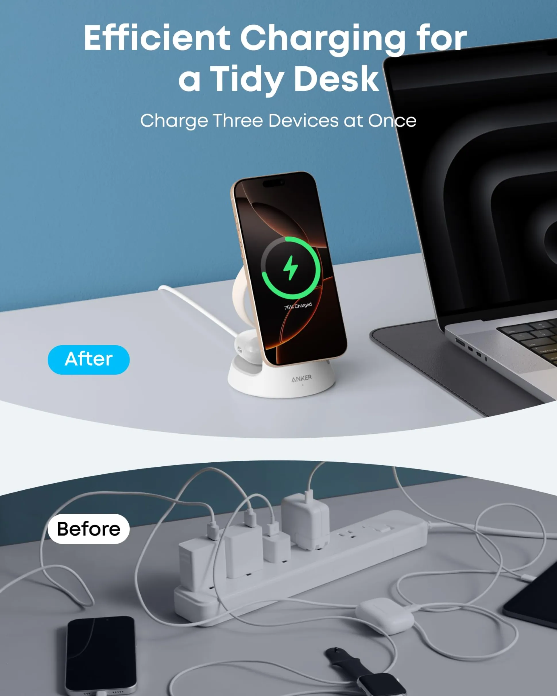 Anker MagGo Wireless Charging Station (3-in-1, Dock Stand)