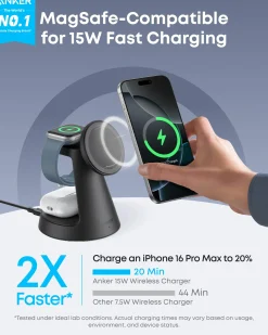 Anker MagGo Wireless Charging Station (3-in-1, Dock Stand)