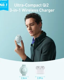 Anker MagGo Wireless Charging Station (3-in-1, Foldable Pad)