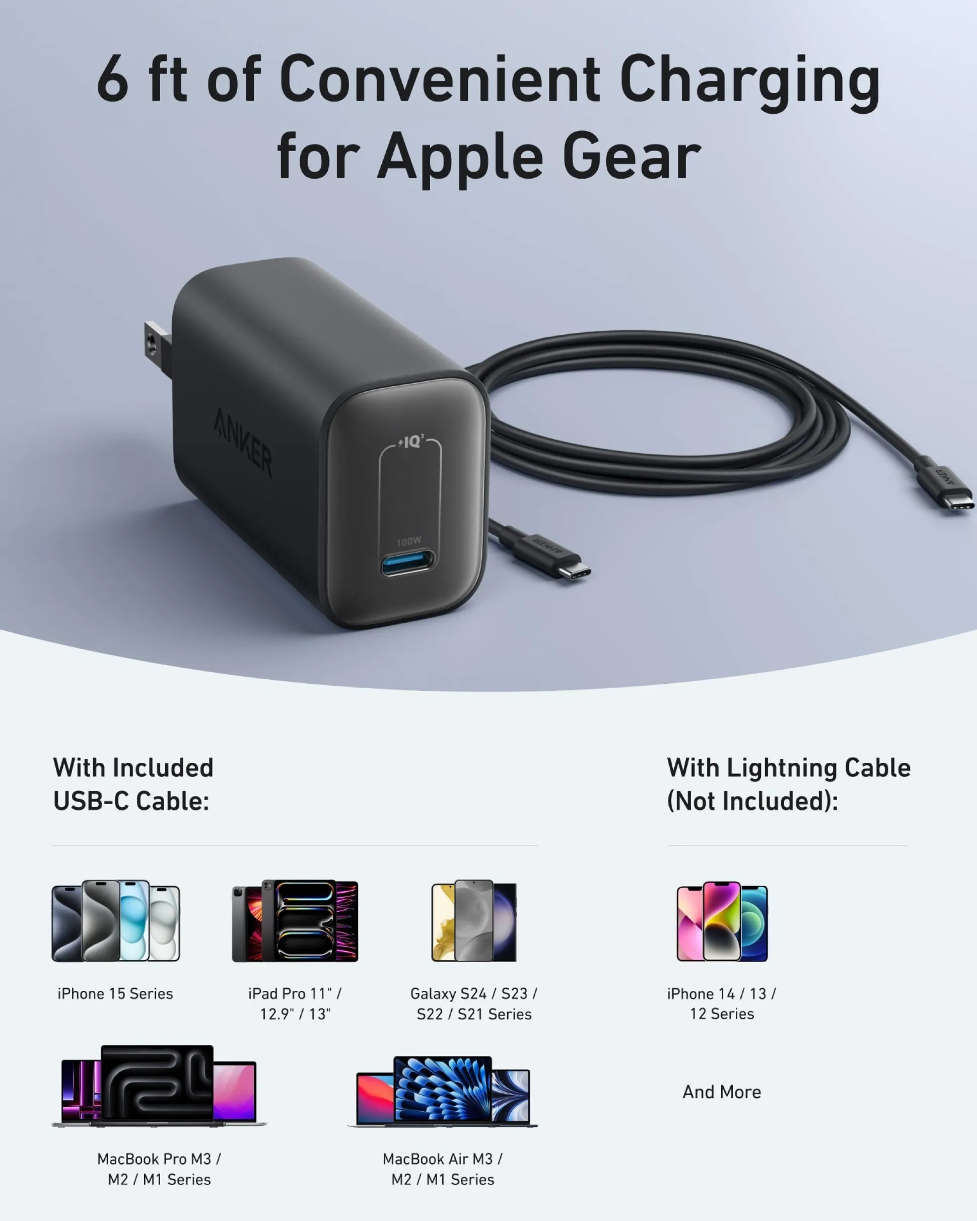 Anker Nano Charger (100W) with USB-C Cable (2-pack)