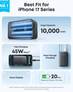 Anker Nano Power Bank (10K, 45W, Built-In Retractable USB-C Cable)