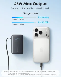 Anker Nano Power Bank (10K, 45W, Built-In Retractable USB-C Cable)