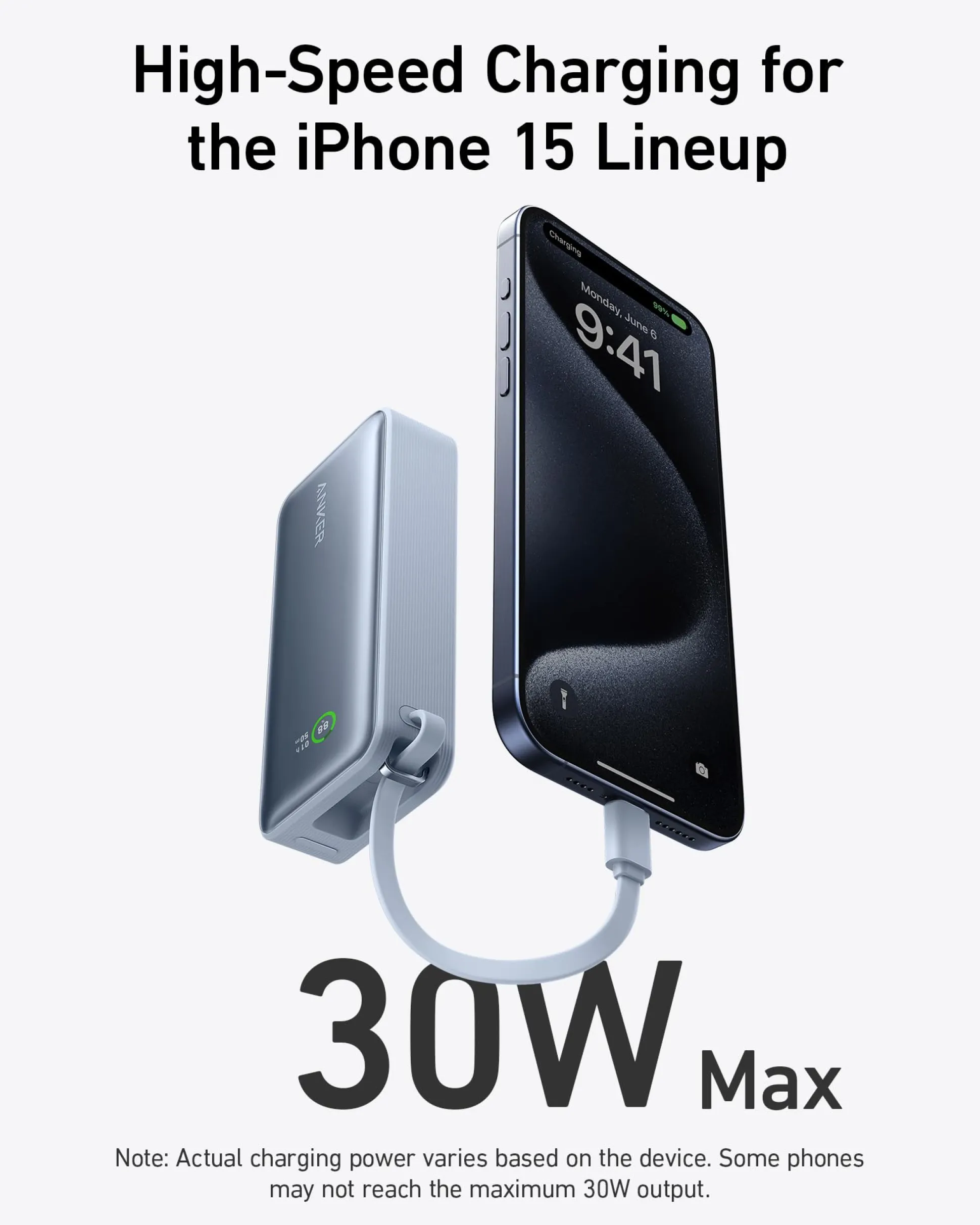 Anker Nano Power Bank (30W, Built-In USB-C Cable)