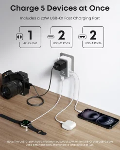 Anker Nano Travel Adapter (5-in-1, 20W, 1-Pack)