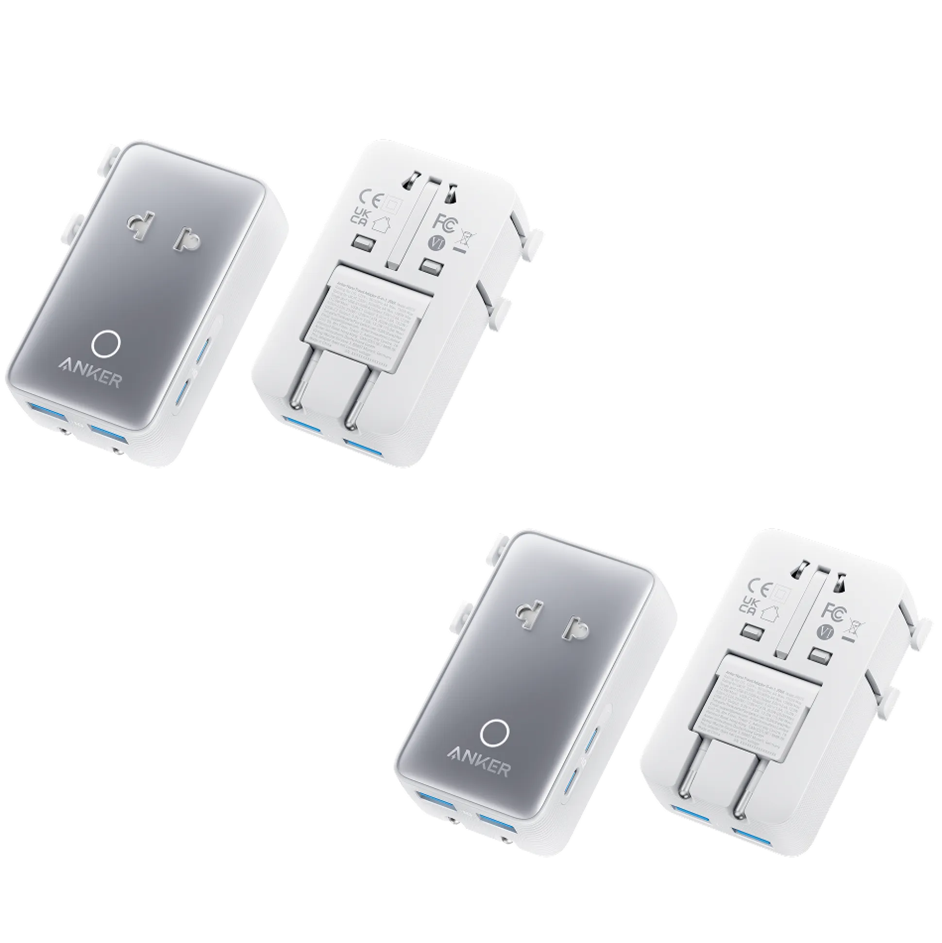 Anker Nano Travel Adapter (5-in-1, 20W, 2-Pack)
