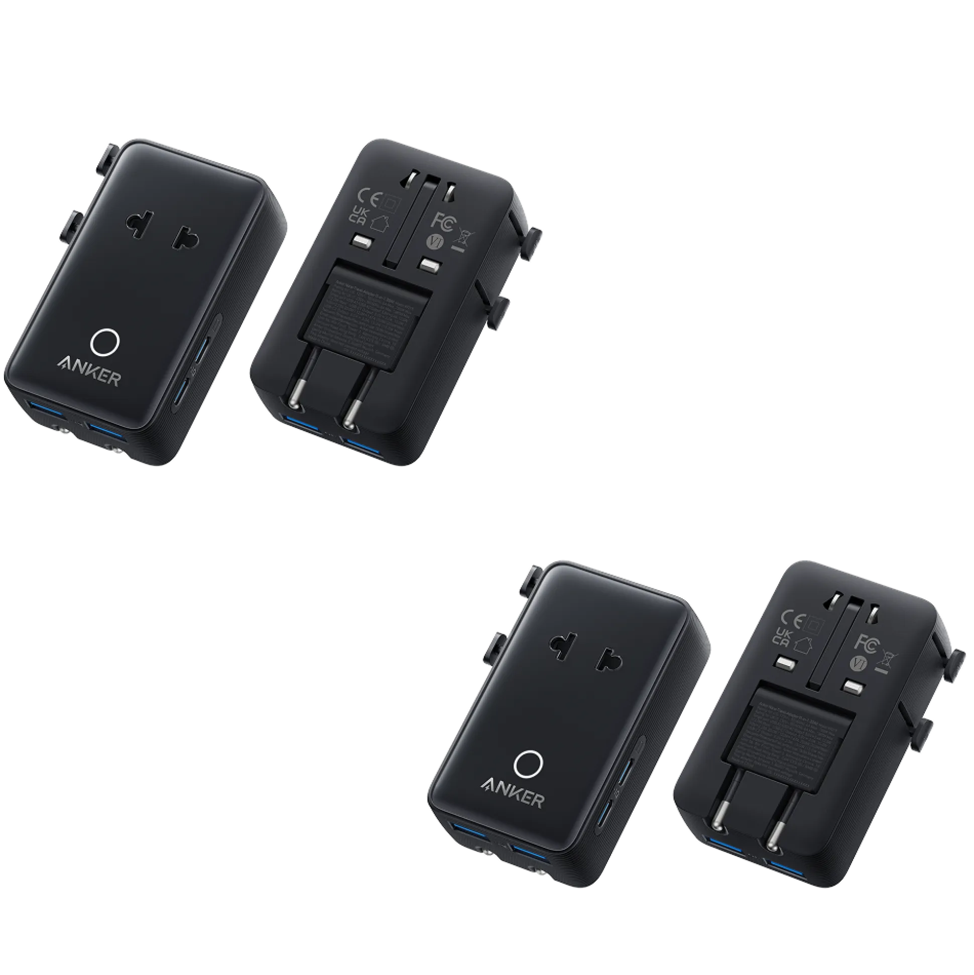 Anker Nano Travel Adapter (5-in-1, 20W, 2-Pack)