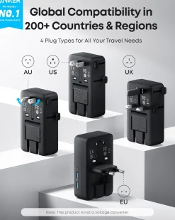 Anker Nano Travel Adapter (5-in-1, 20W, 2-Pack)