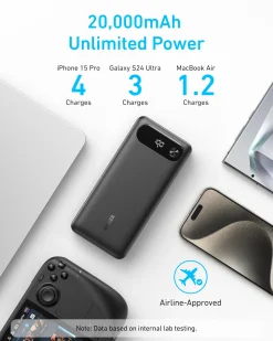 Anker Power Bank (20K, 87W, Built-In USB-C Cable) WM