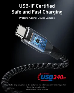Anker Prime Charger (160W, 3 Ports, Smart Display) with Anker Prime USB-C to USB-C Cable (240W, Upcycled-Braided)