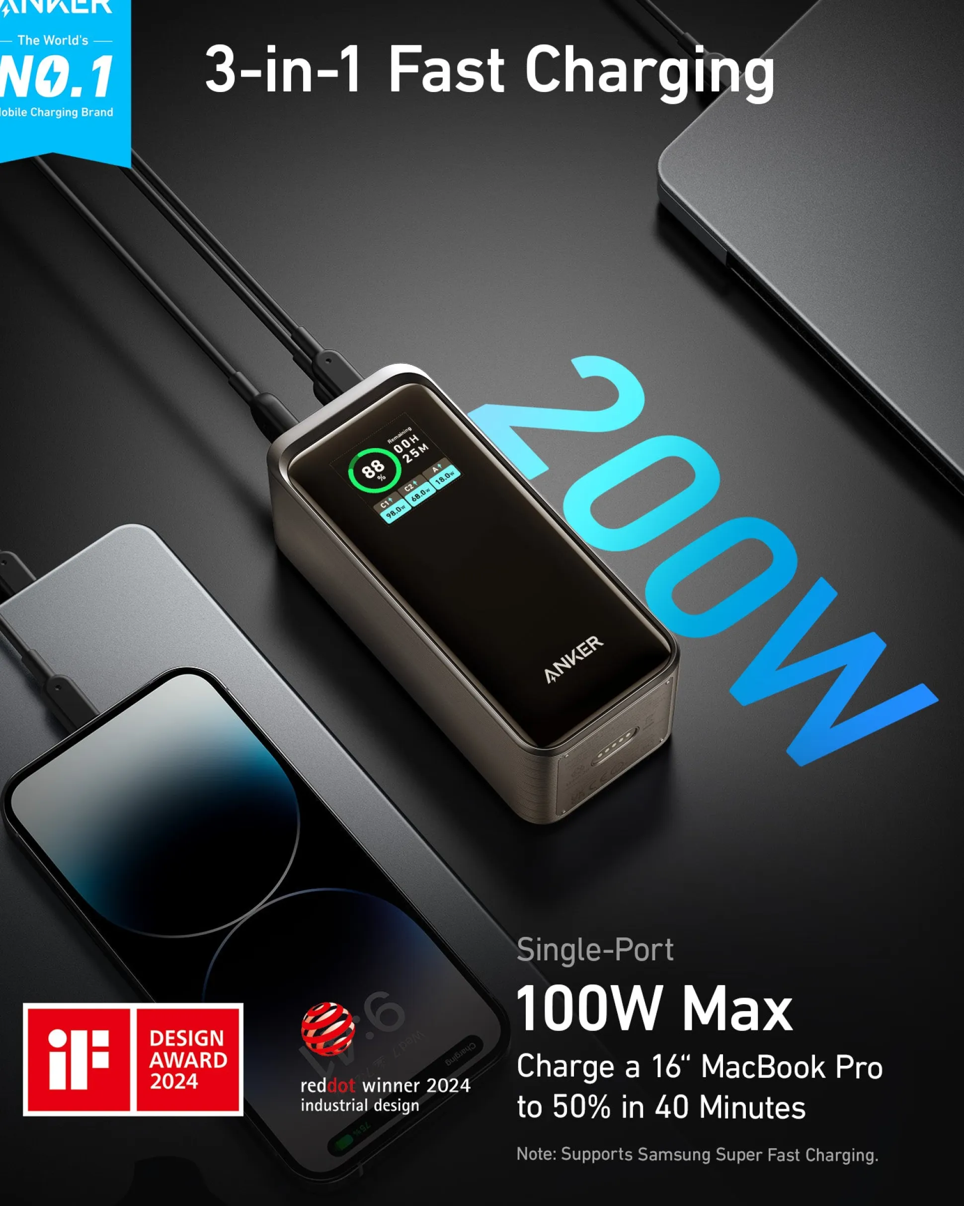 Anker Prime Power Bank (20K, 200W)