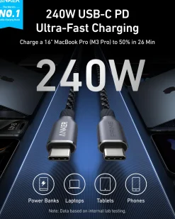 Anker Prime USB-C to USB-C Cable (240W, Upcycled-Braided)