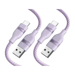 Anker USB-A to USB-C Cable (Upcycled-Braided, 2 Pack, Violet）