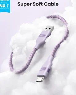 Anker USB-A to USB-C Cable (Upcycled-Braided, 2 Pack, Violet）