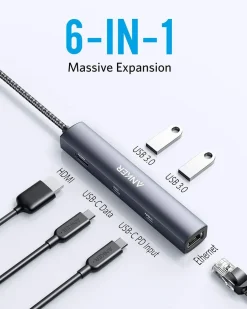 Anker 543 USB-C Hub (6-in-1, Slim), 2-pack