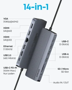 Anker USB-C Hub (14-in-1, Triple Display)