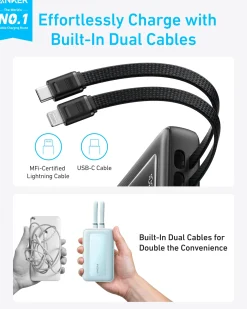 Anker Zolo Power Bank (20K, Built-In USB-C and Lightning Cable)
