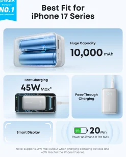 Refurbished Anker Nano Power Bank (10K, 45W, Built-In Retractable USB-C Cable)